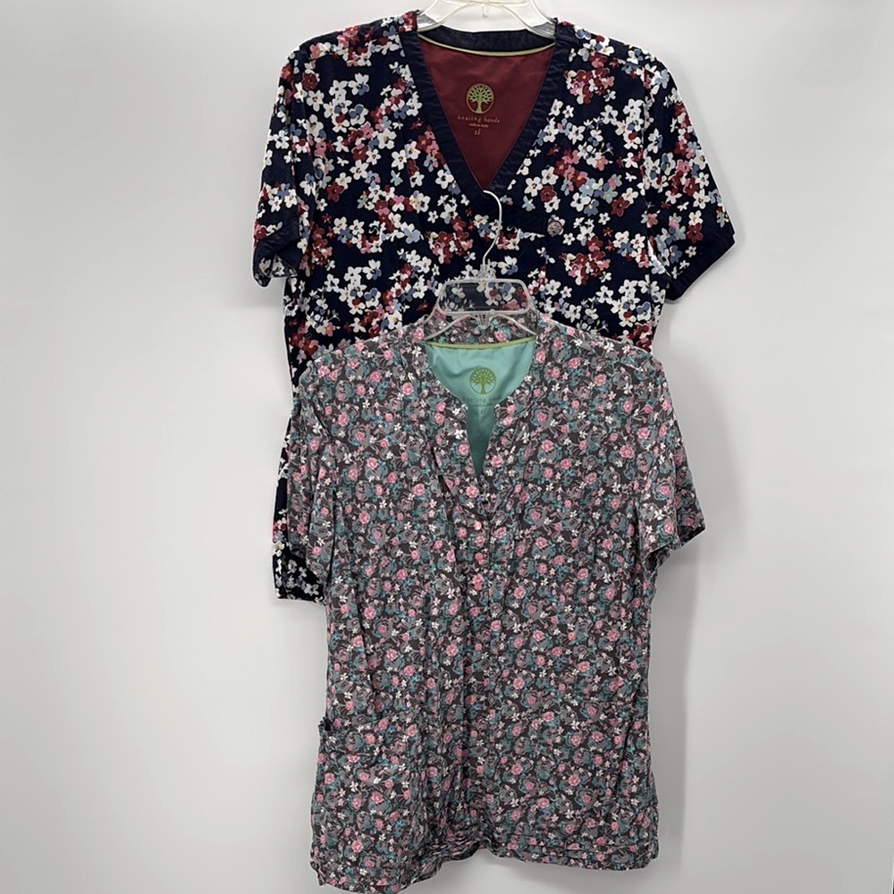 Healing Hands Scrub Top Bundle of 2 Size XL